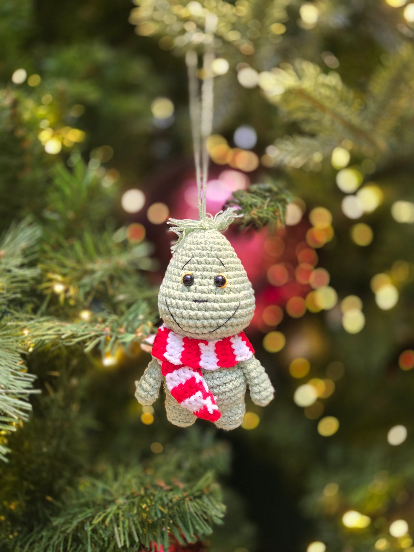 Grumpy green monster keychain/ornament