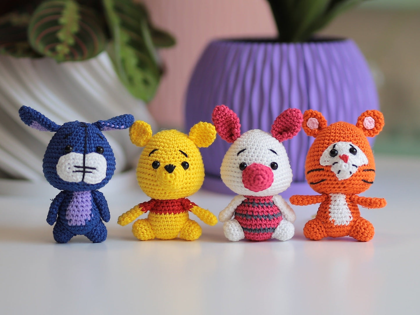 Happy yellow bear and friends keychain/ornament